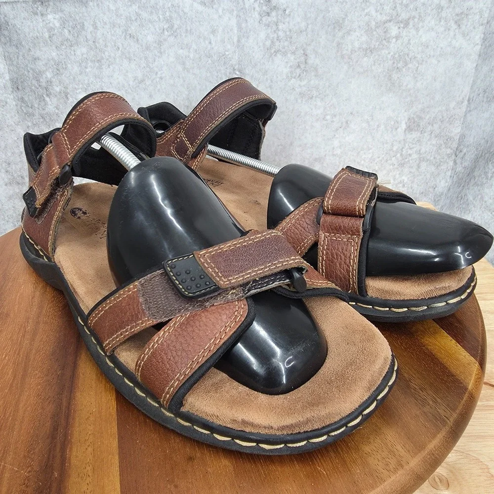 Dr Scholls‎ Sandals Mens 13 M Gus Brown Leather Straps Comfort
